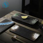 Rectangle Black Rustic Flat Porcelain Plate Thick Glaze Wear Resistant