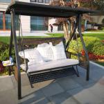 Aluminum Frame Rattan 3 Person Metal Outdoor Swing With Canopy