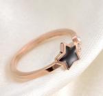 Black Shell Finger Ring Star Shape Design Rose Golden Ring for Girs Stainless