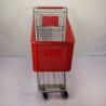 Buy cheap 175L Red Semi Plastic Shopping Carts With 5" TPU Wheels Basket Shopping Trolley from wholesalers