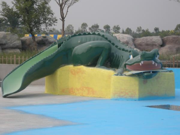 Buy cheap Small Kids Water Playground Cute Green Fiberglass Crocodile Slide from wholesalers