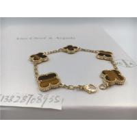 Buy cheap Vintage Style 5 Motifs 18K Gold Bracelet With Tiger'S Eye Stone / Flower Shape product