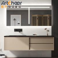 Buy cheap Rectangle Modern Style Bathroom Cabinet Wood Luxury Vanity Set with Floor product