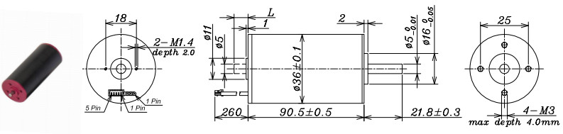 High power DC Coreless motor 24V36V48V diameter36mm.length90mm,5000-10000rpm