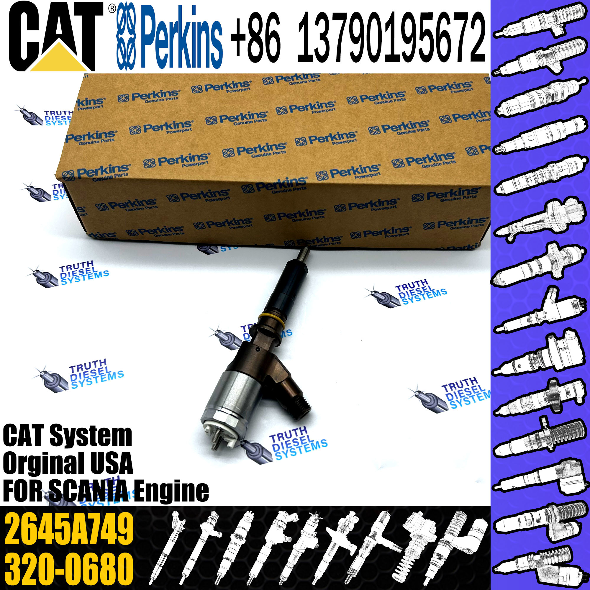 Common Rail Fuel 2645a749 Excavator 236-0962 2360962 10r7224 10r-7224 1888739 188-8739 E330c Engine Fue Injector