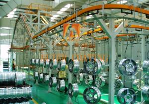 China Fully Automated Assembly Electrostatic Spray Painting Line For Wheel Hub Spray Coating on sale