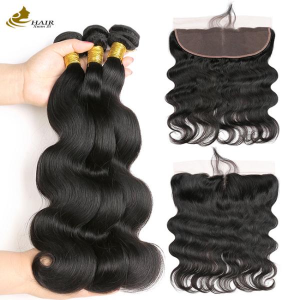 Buy cheap Ladies Remy Human Hair Extensions Bundles 100% Brazilian With Lace Frontal Closure from wholesalers