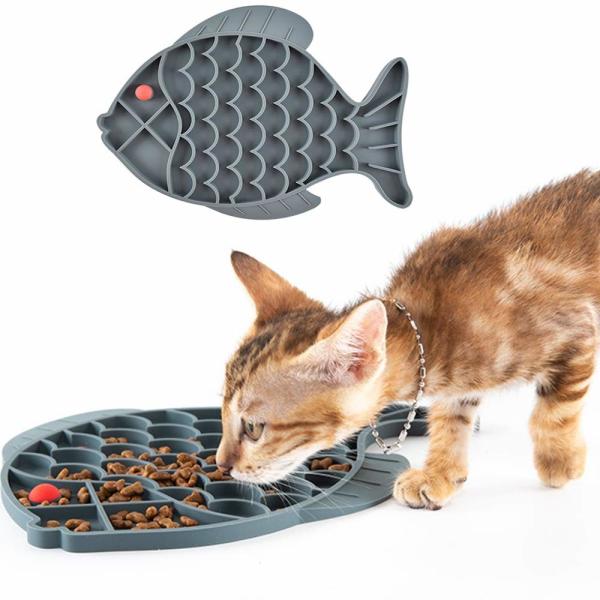 Buy cheap Cat Puzzle Feeder Fish Shape Silicone Lick Treat Mat for Healthy Eating and Licking from wholesalers