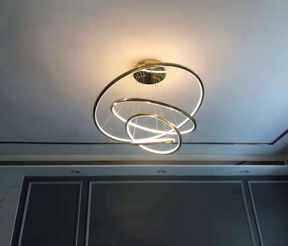 Cicle Chandelier Loft in the Hall Living Dining Room Gold Staircase Ring Pendant light(WH-NC-67)