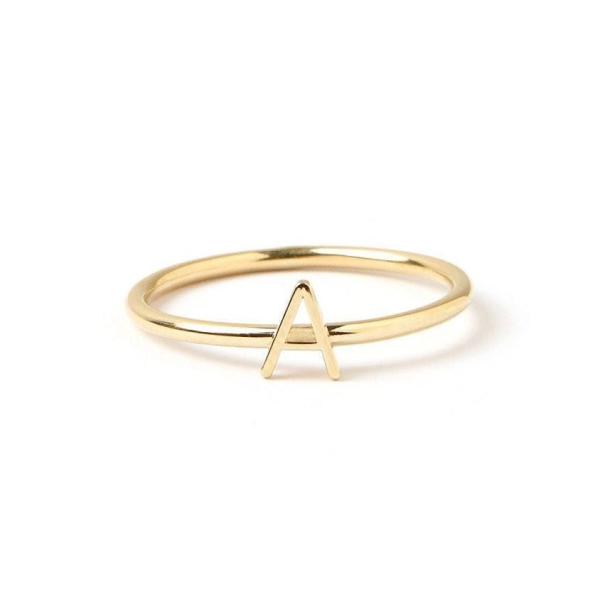 Personalized Initial 14K Gold Mini Letter Stacked 925 Sterling Silver Rings for