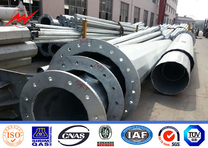 75ft 4mm Q235 Hdg Electric Power Pole Polygonal Double Cross Arm Iso Certification