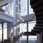 Large Staircase chandelier LED Bubble long chandelier for Home Hotel Hallway