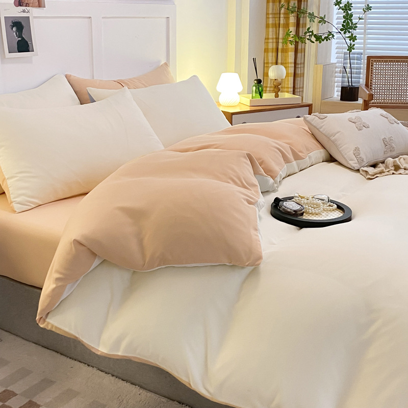 Reactive Printing 4 Piece Polyester Bedding Set with 2 Pillowcase Zipper Direct Supply