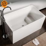 Acrylic Solid Stone Freestanding Tub Seamless Joint White Matte 170CM