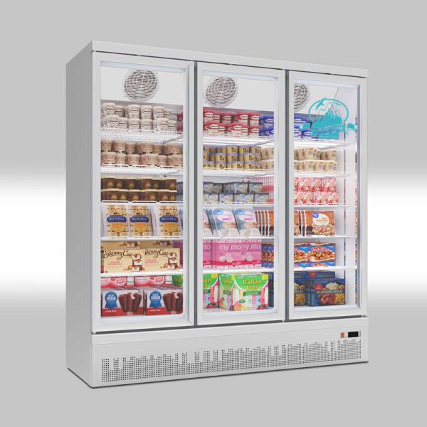 Fan Cooling 3 Glass Doors Upright Freezer ,Supermarket Automatic Defrost