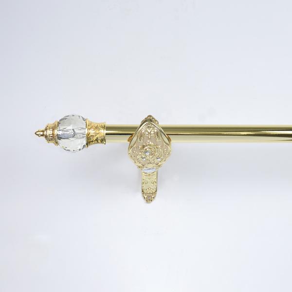 Buy cheap Luxury Gold 2 Meter Pipe Curtain Rods With Accessories 28mm Capped Crystal Finial from wholesalers