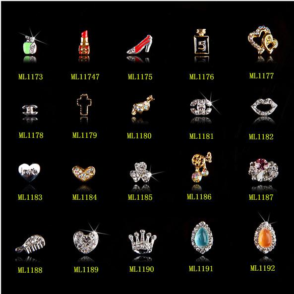 Buy cheap Heart Charm Nail Decorations Glitter Alloy Jewelry Rhinestones Nail Art Studs ML1173-1192 from wholesalers