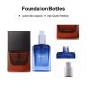 Buy cheap Luxurious Blue Frosted Glass Foundation Empty Bottle With Pink And Purple Caps from wholesalers
