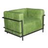 Buy cheap Green Leather 3 Seater Sofa Vintage Leather Sofa With Tube Iron Frame from wholesalers