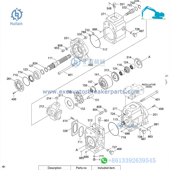 Hyundai HX140 R140LC R140LC-9 R150LC Robex Excavator Main Pump KRM Parts
