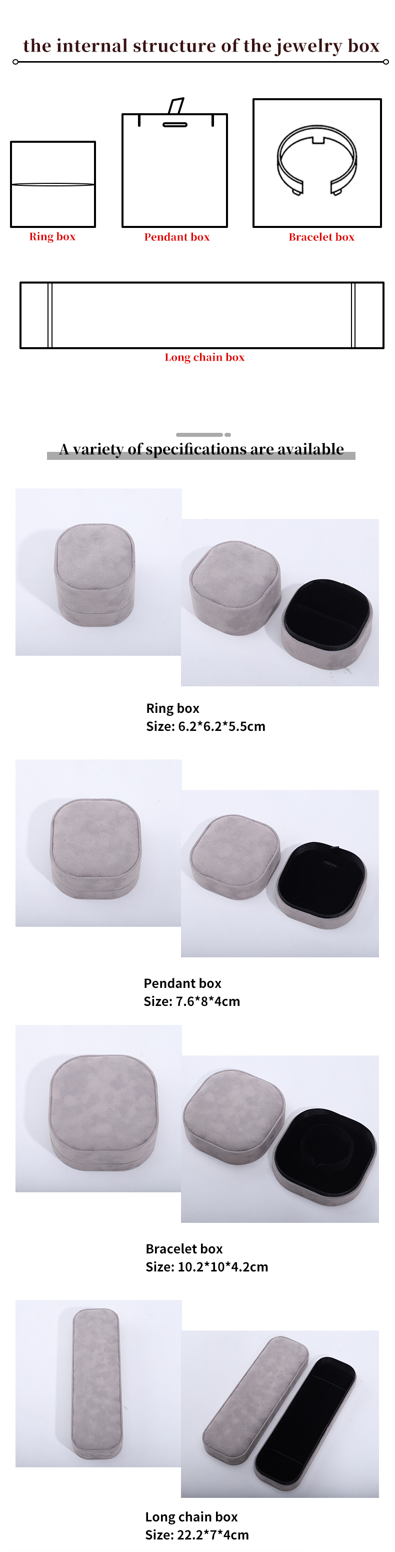 Hanhong Custom Logo Velvet Jewelry Box for Portable Storage of Bracelets Necklaces Rings