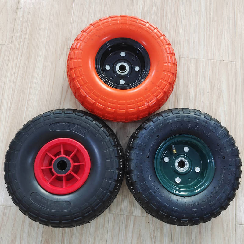 10 Inch Utility Trolley Rubber Wheel 3.50-4 Tire With Load 120LB Pneumatic Wheel