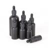 Buy cheap 10ml 15ml 20ml 30ml 50ml 100ml Frosted Matte Black Round Essential Oil Glass Dropper Bottle With Gold Dropper from wholesalers