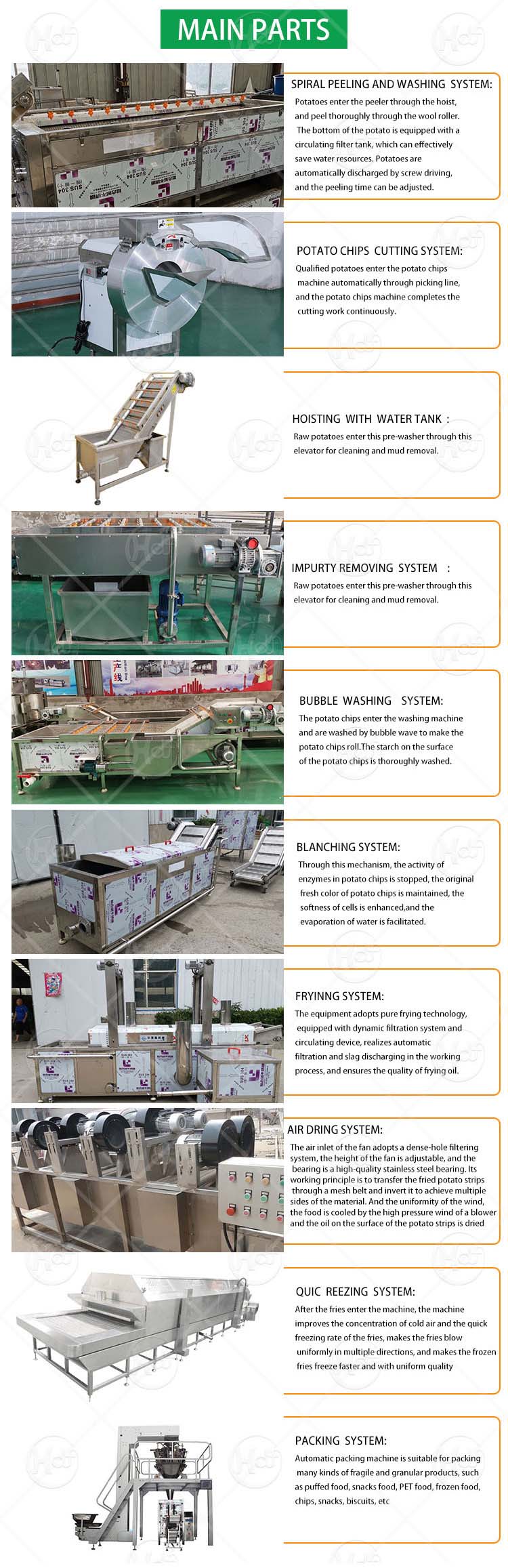 Fully Automated Chips Production Line Potato French Fries Production Line
