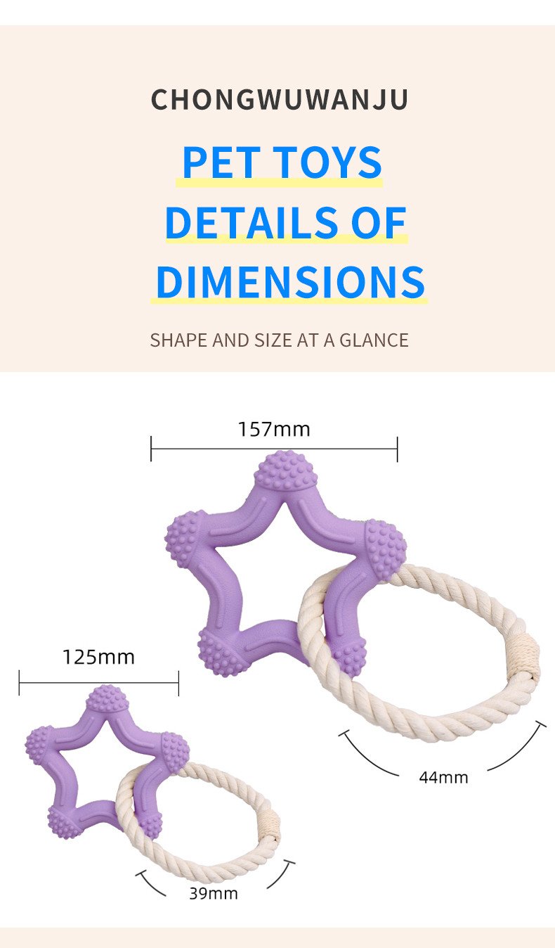 Pet Puzzle Toy Factory Pentacle Cotton Rope Interactive Chew Molar Teeth Cleaning Rubber Toys