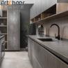 Buy cheap Modern Kitchen Furniture with Dark Grey Marble Look Finish and Flat Edge Countertop from wholesalers