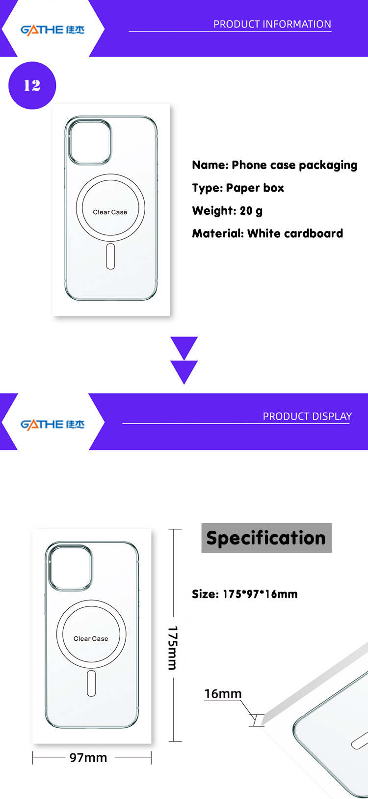 Recyclable Electronic Cardboard Box Phone Cases Packaging With Blister Insert