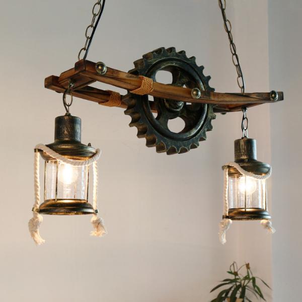 Buy cheap American Design Glass Chandelier Retro Cafe Wooden Lamp Gear Industrial rectangle chandelier(WH-VP-71) from wholesalers
