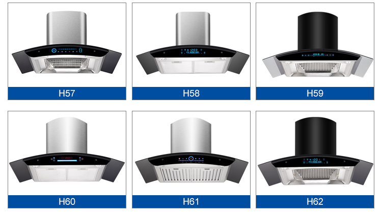 Stainless Steel Glass Arc shaped Kitchen Range Hood Low Noise Electric Chimney Extractor