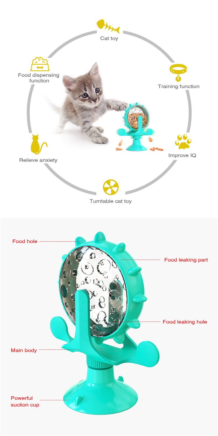 2021 Interesting New Product Cat Snack Dispenser Interactive Small Pet Toy Leaking Supply Windmill Kitten Feeder