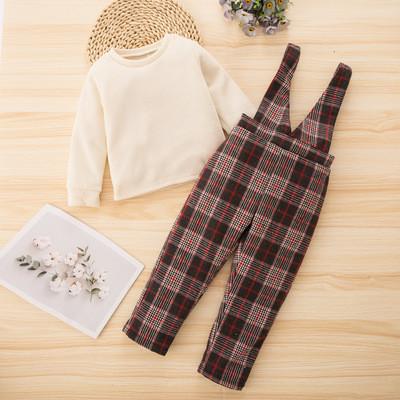 Buy cheap 130cm Children Plaid Overall Skirt Plus Size Vintage Basic Long Sleeve Sweatshirt from wholesalers