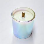Black White Frosted Double Wall Amber Glass Iridescent Candle Vessel Luxury