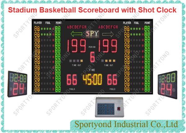 Buy cheap Electronic Digital Stadium Basketball ScoreBoards with 24s Shot Clock and Timer display from wholesalers