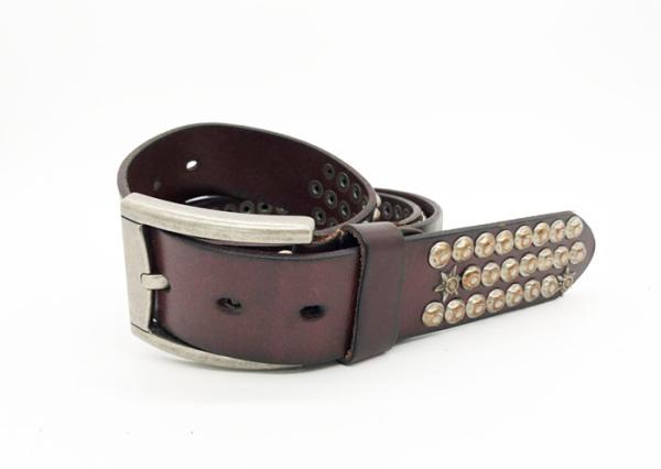 Buy cheap 10mm Bronze Studs Mens Leather Studded Belt With Dark Nickel Color Buckle from wholesalers