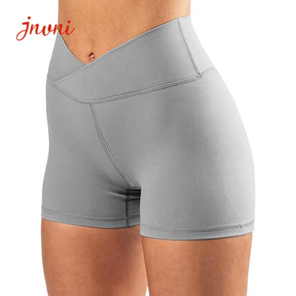Buy cheap 210gsm Women'S High Waisted Biker Shorts Cross Waist Workout Yoga Shorts from wholesalers