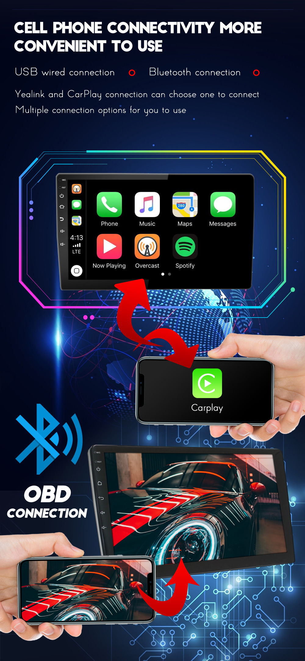 1 Din Android Car Radio Player 7/9/10 Inch Touch Screen for Toyota/Nissan/Hyundai/Honda