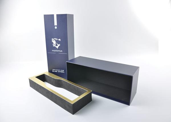 Buy cheap Matte Blue And Gold Strong Storage Cardboard Boxes For Wine Bottles from wholesalers