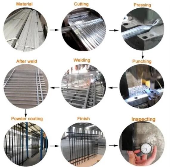 Height 3030mm Spear Top Tubular Steel Fence For Schools