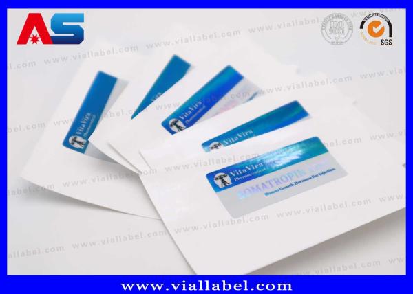 Buy cheap Small Bottle Hcg Adhesive 2ml Vial Label Metallic Blue Color Pharmacy Usage from wholesalers