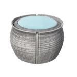 PE Rattan Wicker Coffee Table And Chair Waterproof Cushion Balcony Tea Sofa