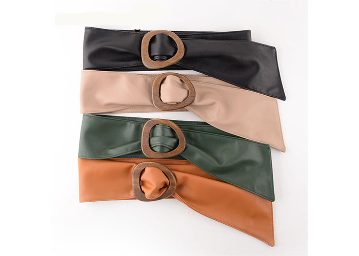 Customized 100cm Soft Leather Belt Rounded Buckle For Coat