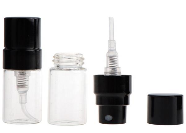2ml Transparent Glass With Black Plastic Lid , Glass Pump Bottles for Alcohol