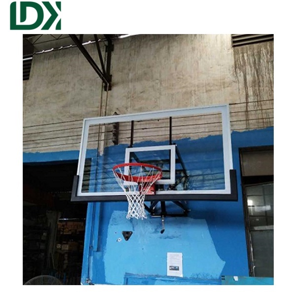 Wall Mounted Adjustable Height Tempered Glass Basketball Hoop For Schools