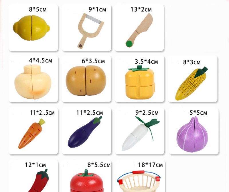 Magnetic 10.5cm Wooden Fruit Cutting Set Wooden Fruit Basket Toy