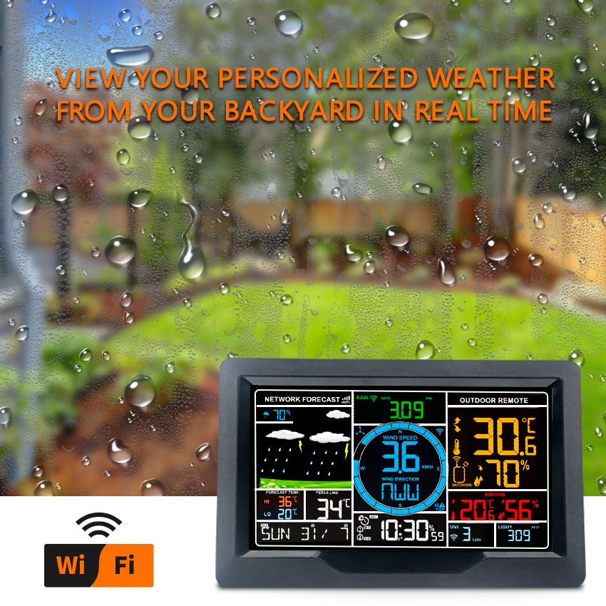 Indoor Outdoor Weather Station Wireless With Humidity Temperature Barometer Receiver