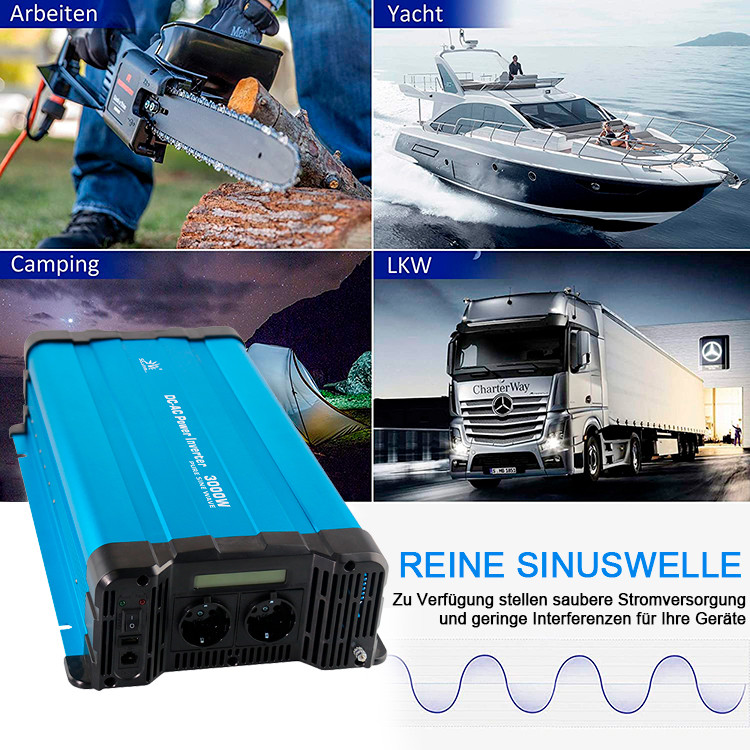 Off Grid Pure Sine Wave Inversor De Corrient 12V AC 110V 3000W With Jfci Socket